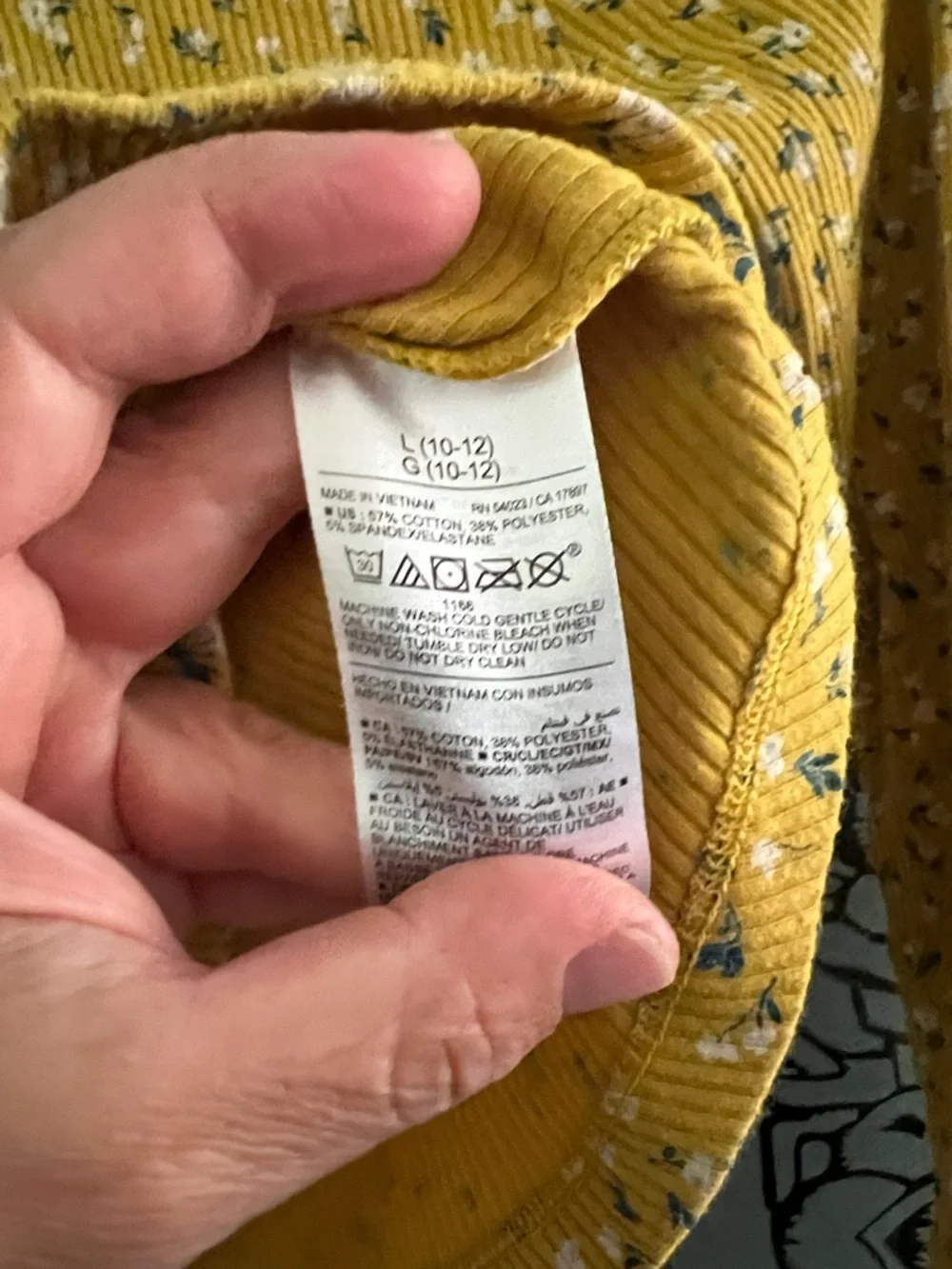 Old Navy Mustard Floral Ribbed Long Sleeve Henley